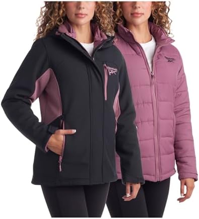 Reebok Women’s Winter Coat – Waterproof Windbreaker Jacket with Removable Puffer Coat – System Ski Jacket for Women (S-XL)