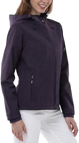 Outdoor Ventures Women’s Softshell Jacket with Hood Fleece Lined Warm Lightweight Waterproof Insulated Windbreaker