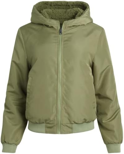 Hurley Women’s Jacket – Reversible Teddy Sherpa Bomber Jacket – Lightweight Windbreaker Coat for Women (S-XL)
