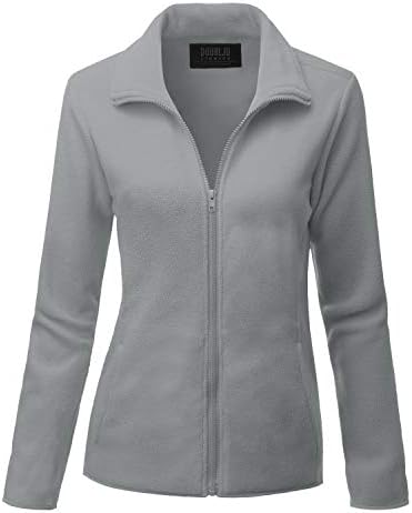 DOUBLJU Womens Long Sleeve Full-Zip Basic Soft Polar Fleece Jacket with Plus Size