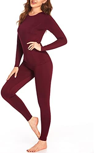 Ekouaer Women’s Thermal Underwear Sets Micro Fleece Lined Long Johns Base Layer Thermals 2 Pieces Set S-XXL
