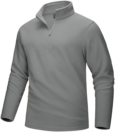 MAGCOMSEN Men’s Quarter-Zip Pullover Polar Fleece Sweatshirt Stand Collar Long Sleeve Shirt for Men Thermal Winter Fall