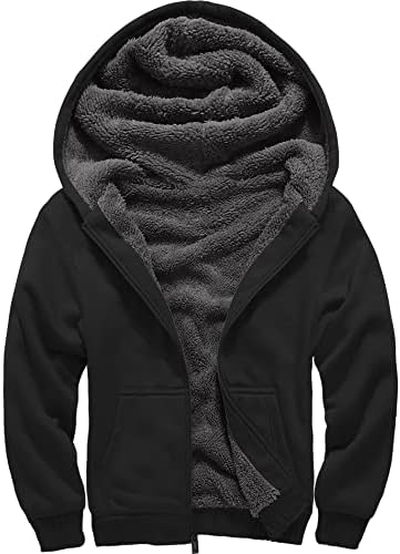 Little Beauty Hoodies for Men Zip Up Sweashirts Fleece Sherpa Lined Winter Wool Heavyweight Jacket