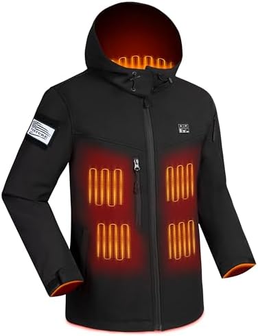 MTORED Full Zip Men’s Heated Jacket, Electric Heating Warm Jacket for Men with 10000mAh Large Capacity Battery Pack