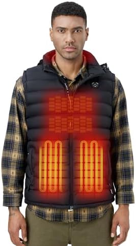 iHood Men’s Heated Vest with Battery Pack, Heated Vest Men with Retractable Heated Hood Washable Heated Jackets for Men