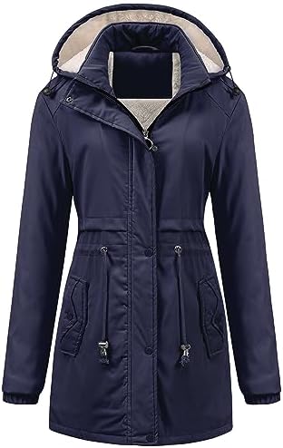 Chrisuno Women’s Mid-Length Parka Winter Outerwear Jacket Soft Fleece Warm Snow Coat