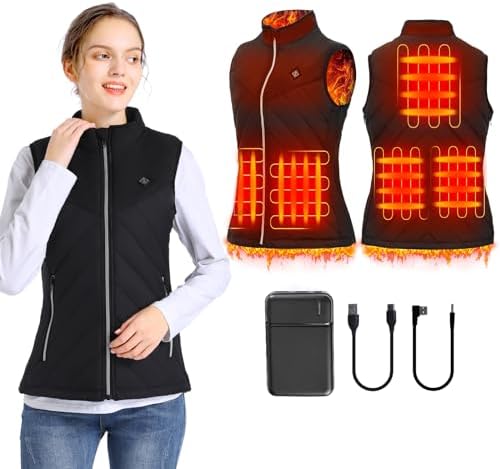 ZIFUMEI Women’s Warming Heated Vest Adjustable Lightweight Heating Jacket for Women with Rechargeable Battery Pack Included