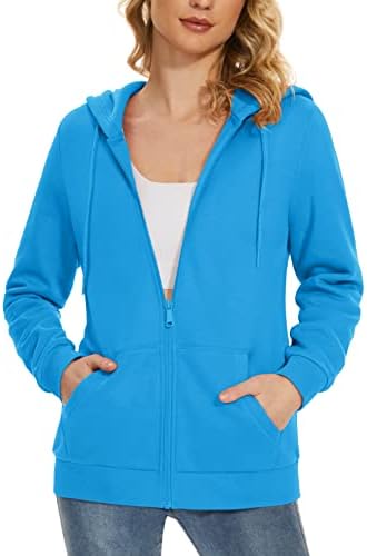 MAGCOMSEN Women’s Fleece Lined Zip Up Hoodies Casual Hooded Jacket Workout Full Zip Sweatshirts Pocket Coats
