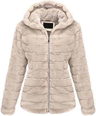 Bellivera Women’s Faux Fur Coat Shearling Fluffy Fuzzy Shaggy Hood Sherpa-Lined Fleece Jacket