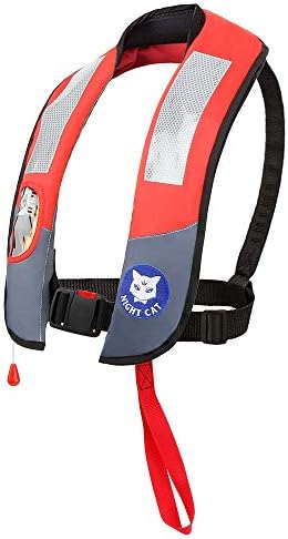 Night Cat Life Jackets for Adults Kayaking Boating Vests Inflatable Lifesaving PFD, Survival Preservers, Lightweight Premium Quality, Automatic and Manual, 150KG (330LB)