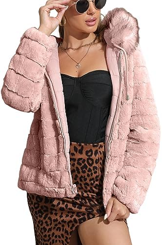 Geschallino Women’s Faux Fur Fleece Coat Sherpa Fuzzy Faux Shearling Zipper Casual Winter Warm Oversized Outwear