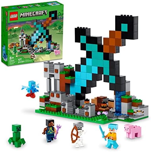 LEGO Minecraft The Sword Outpost 21244 Building Toys – Featuring Creeper, Warrior, Pig, and Skeleton Figures, Game Inspired Toy for Fun Adventures and Play, Gift for Kids, Boys, and Girls Ages 8+