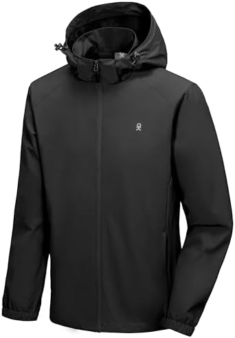 Little Donkey Andy Men’s Lightweight Windbreaker Jacket Removable Hooded Windproof Coat for Running Hiking Golf