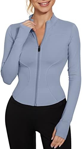 LUYAA Women’s Workout Jacket Lightweight Zip Up Yoga Jacket Cropped Athletic Slim Fit Tops