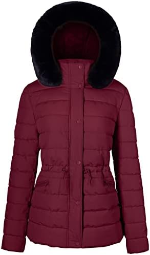 BodiLove Women’s Fur Hooded Puffer Jacket With Zipper Fleece Lining