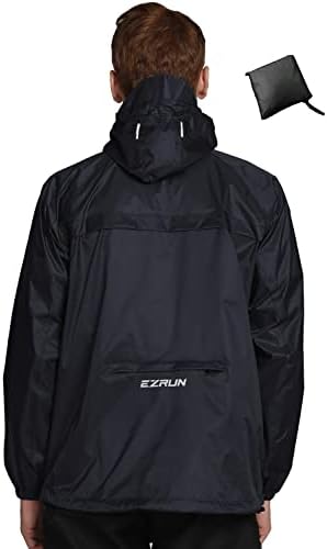 Men’s Waterproof Hooded Rain Jacket Running Cycling Hiking Gear Windbreaker Lightweight Packable Raincoat