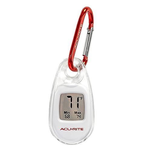 AcuRite Portable Digital Thermometer for Indoor or Outdoor Temperature with Carabiner Clip (00333)