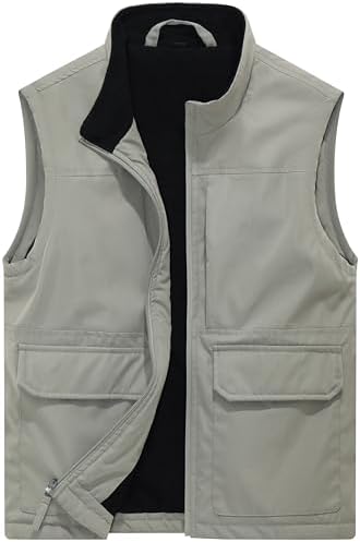 VtuAOL Men’s Lightweight Softshell Vest Outdoor Quilted Vest Sleeveless Jacket for Travel Hiking Golf