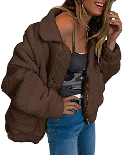PRETTYGARDEN Women’s Fashion Winter Coat Long Sleeve Lapel Zip Up Faux Shearling Shaggy Oversized Shacket Jacket