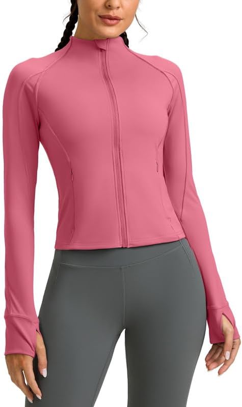 G Gradual Women’s Cropped Workout Jacket Slim Fit Full Zip Athletic Running Gym Jackets for Women with Thumb Holes Pockets