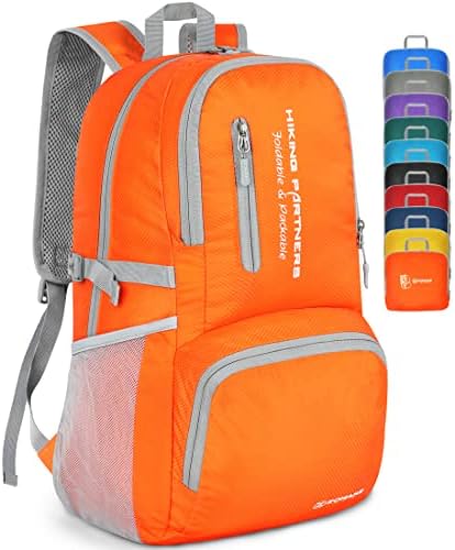 ZOMAKE Lightweight Packable Backpack – 35L Light Foldable Hiking Backpacks Water Resistant Collapsible Daypack for Travel(Orange)