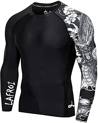 LAFROI Men’s Long Sleeve UPF 50+ Baselayer Skins Performance Fit Compression Rash Guard-CLYYB