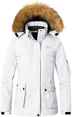 Wantdo Women’s Waterproof Ski Jacket Windproof Winter Snow Coat Mountain Snowboarding Jackets Outdoor Fleece Parka