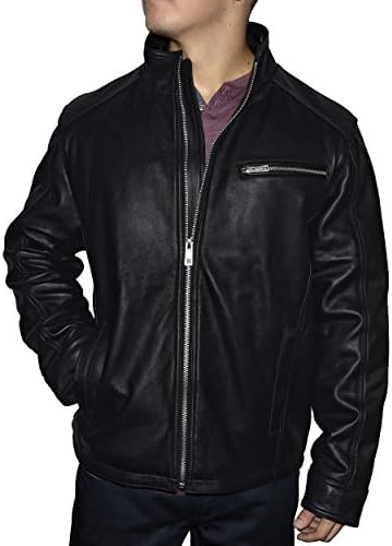 Victory Men’s Genuine Leather Quilted Lined Racing Jacket – Black