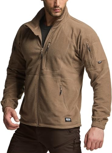 CQR Men’s Full-Zip Tactical Jacket, Soft Warm Military Winter Fleece Jackets, Outdoor Windproof Coats with Zipper Pockets