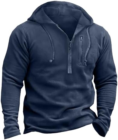 Beotyshow Mens Tactical Fleece Jackets Quarter Zip Military Jackets Winter Outdoor Stylish Warm Pullover Coat Men