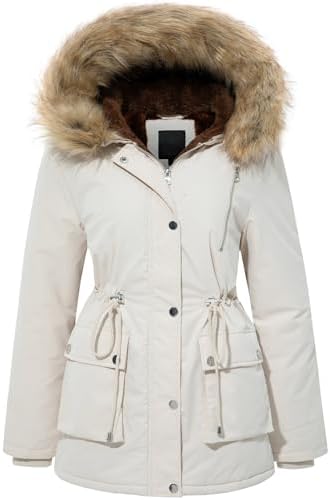 FASRYKOC Women’s Fur Hood Winter Parka Thicken Winter Jacket Coat Hooded Puffer Coat with Removable Fur Trim
