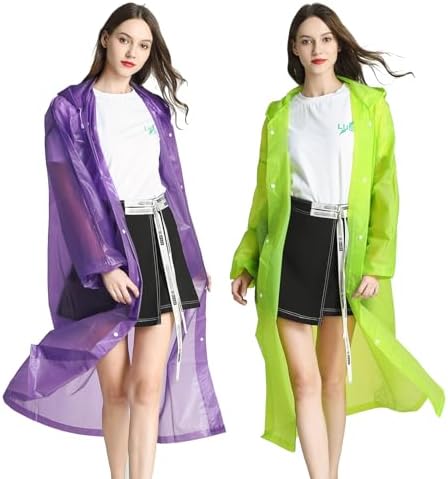 YDYJKI Rain Ponchos For Adults Reusable 2 Pcs Raincoats Emergency For Women Men