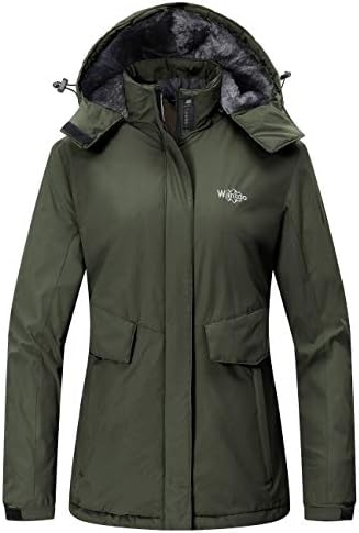 Wantdo Women’s Waterproof Ski Jacket Warm Winter Coat Windproof Snow Coats Warm Fleece Raincoat