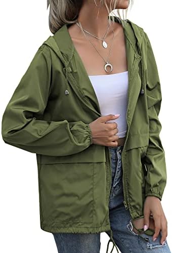 Zcfire Women’s Raincoats Windbreaker Rain Jacket Waterproof Lightweight Outdoor Hooded Trench Coats S-XXL