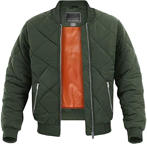 LACSINMO Men’s Jacket Thicken Warm Varsity Jacket Windproof Winter Bomber Diamond Quilted Zipper Outwear