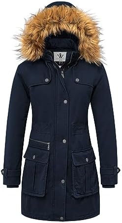 WenVen Women’s Winter Warm Military Parka Jacket with Detachable Faux fur Hood