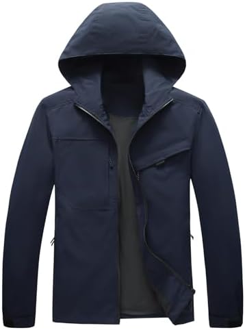 Lamgool Waterproof Jackets for Men Lightweight Rain Jacket Hooded Raincoat Zip Windbreaker for Running Hiking Travel