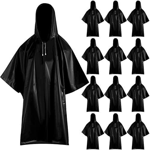 Didaey 12 Pack Ponchos Bulk Rain Ponchos for Adults Waterproof Raincoat Jacket for Men Women Lightweight Reusable Hiking Hooded Coat Jacket for Outdoor Activities