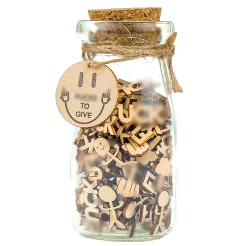 Wooden Funs To Give Jar, Funny Gifts for Men, Women, Funny Friend Gifts, Funny Office Accessories, Chinese New Year Gifts, Jar of Funny Words and Icons