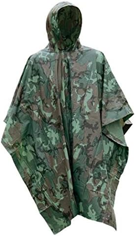 Survival General OD Green Vinyl Wet Weather Rain Poncho Military Style Tarp Shelter Bivy Tent New (Camo)