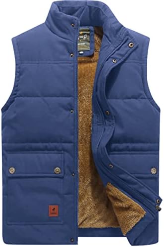 VtuAOL Men’s Outerwear Vest for Men Winter Puffer Vests Fleece Lined Outdoor Warm Sleeveless Jackets