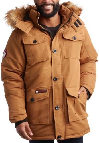 CANADA WEATHER GEAR Men’s Winter Coat – Heavyweight Teflon Canvas Parka Jacket (M-XXL)
