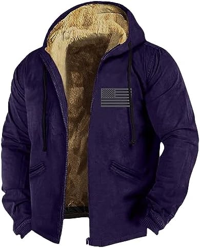 Men’s Vintage Heavyweight Sherpa Fleece Lined Jackets Winter Warm Sweatshirt Coats Big And Tall Zip Up Hoodie Men