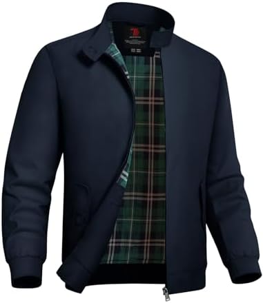 TBMPOY Men’s Lightweight Cotton Jackets Golf Full Zip Windbreaker Spring Fall Stylish Casual Jackets Work bomber