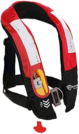 Eyson Inflatable Life Jacket Life Vest Highly Visible Manual for Adults (Red)