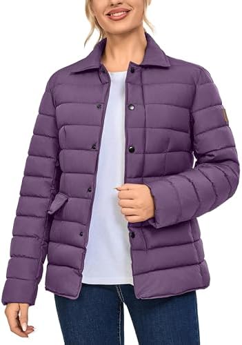 Little Donkey Andy Women’s Warm Windproof Puffer Jacket Lightweight Breathable Jacket Winter Long-Sleeve Insulated Coat