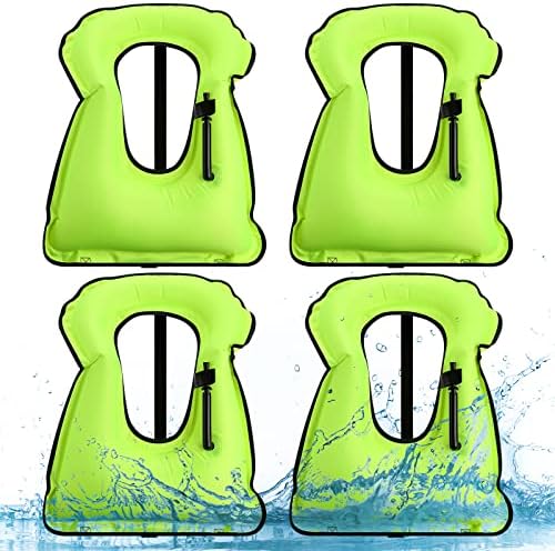 4 Pcs Inflatable Snorkel Vest Adults, Portable Swim Vest Jackets, Adjustable Kayaking Jackets Safety Vests for Snorkeling Swimming Diving Surfing