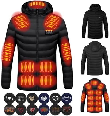 SHOPESSA Women Men Heated Jacket, 4 Heating Modes 19 Heating Zones Winter Thermal Coats Cold Weather Ski Fishing Gear