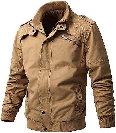 Buytop Men’s Casual Winter Cotton Military Jackets Outdoor Full Zip Army Coat