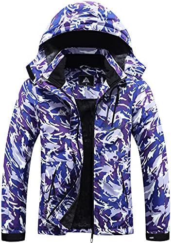 MOERDENG Women’s Plus Size Warm Winter Coat Hooded Waterproof Ski Jacket Mountain Windbreaker Coats